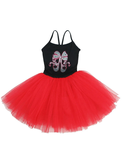 Girls Black Red Rhinestone Ballet Shoes Bow Ballet Dress 9M-8 - SophiasStyle.com